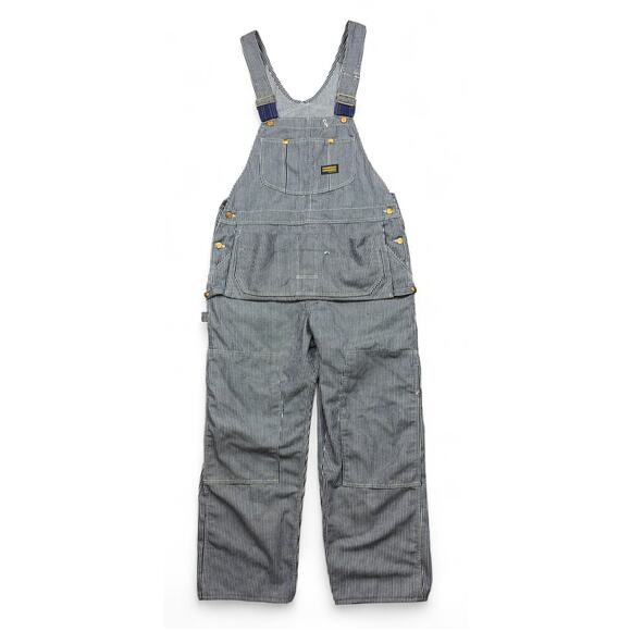 Vtg Sears Bib Overalls 40x30 Hickory Striped Railroad Toughskins Union Made USA - Picture 9 of 16